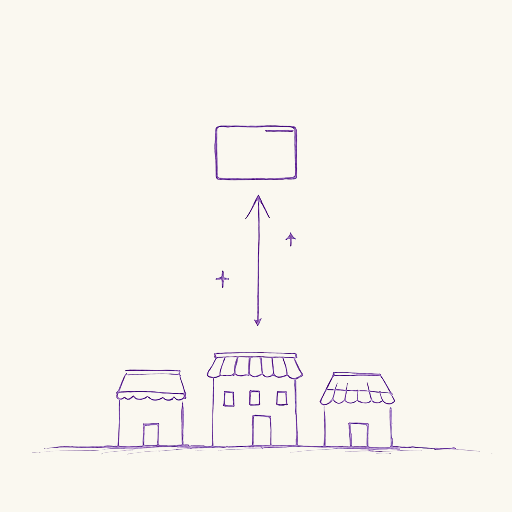 Schéma — serveur, cuisine, patron sur la même vue